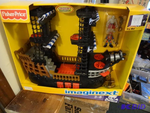 lot 94 image: Fisher Price Imaginext Pirate Ship New in box...