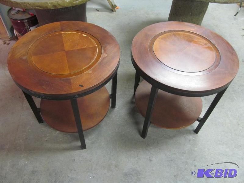 lot 53 image: Round wood tables
