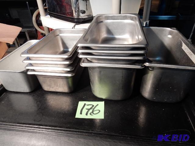 lot 176 image: 10 Food pans, stainless steel, Aluminum