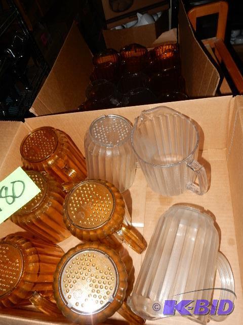 lot 180 image: 20 water pitchers, plastic, amber, clear