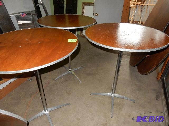 lot 24 image: 3, round Cabaret tables, portable, disassemble