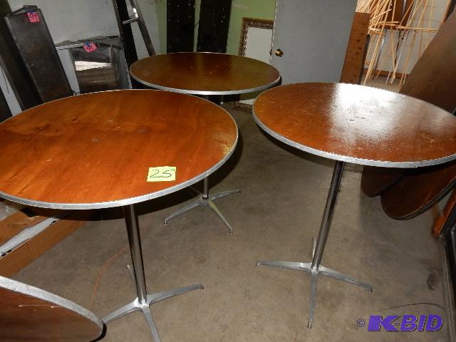 lot 25 image: 3, round Cabaret tables, portable, disassemble