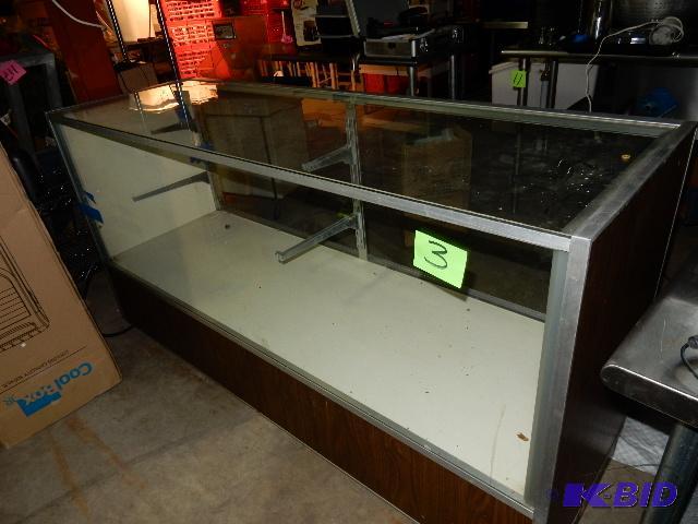 lot 3 image: Glass Showcase, Simulated wood front