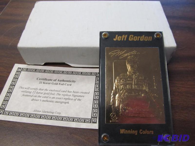 lot 25 image: Jeff Gordon 22 Karat Gold Foil Card with COA