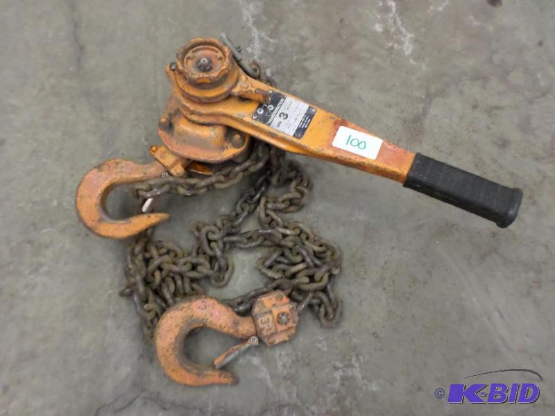 lot 100 image: Harrington LB030 3-Ton Ratcheting Chain Come-...