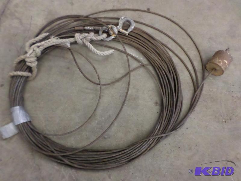 lot 111 image: 100ftx14" Steel Cable With Weighted End...