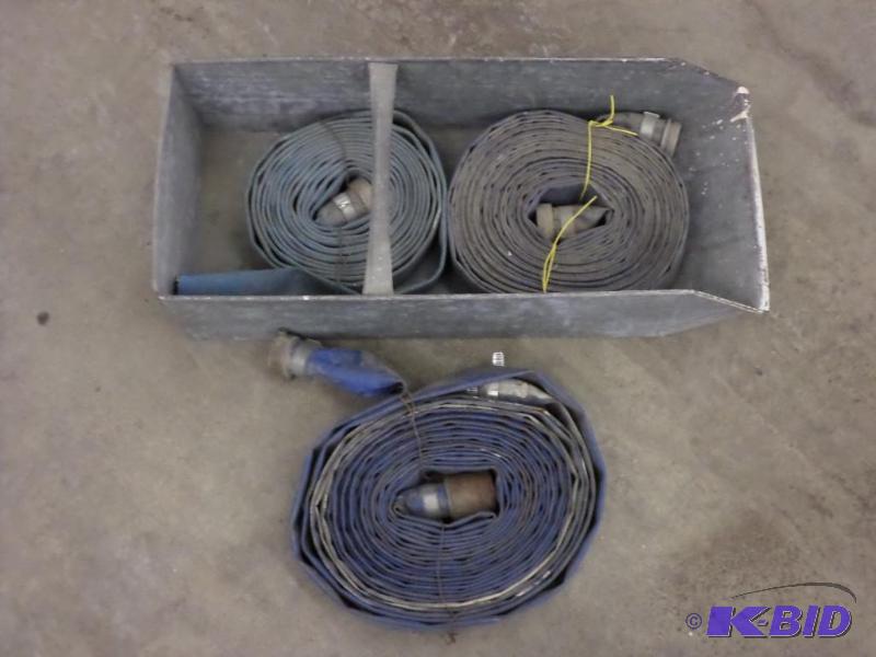 lot 113 image: Steel Bin With (3) Trash Pump Hoses...