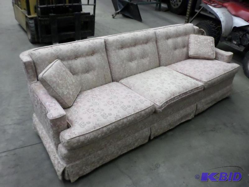 lot 120 image: 3-Seater Cloth Sofa, Used...