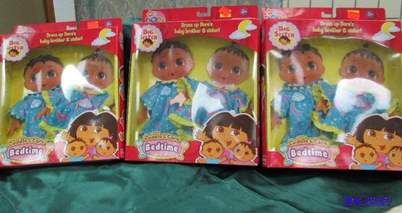 lot 403 image: Qty 3 Dress up Doras baby brother and sister...