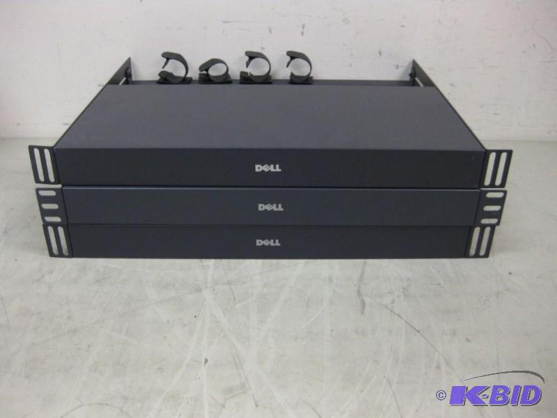 lot 13 image: Lot of (3) Dell 8-Port Rack Mounted KVM Switc...