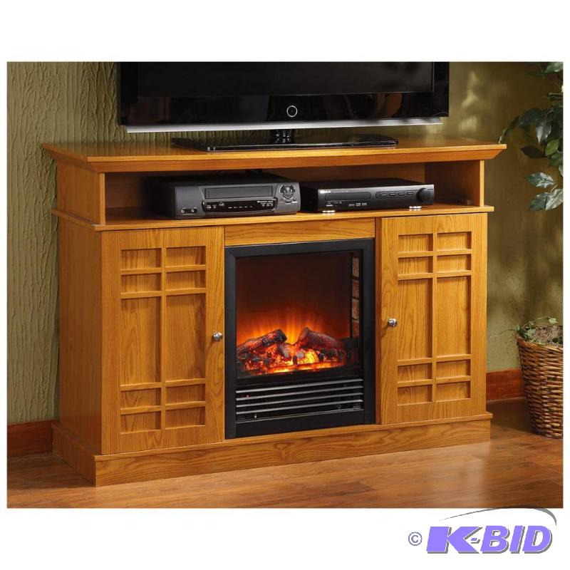 lot 28 image: Castlecreek Mission Style Media Stand Firepla...
