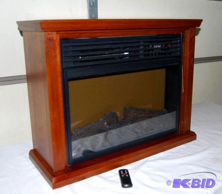 lot 50 image: Rolling Infrared Fireplace With Mantel, adjus...