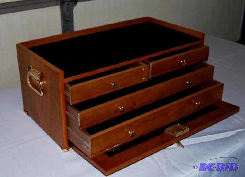 lot 59 image: 4 Drawer Storage Base, hardwood veneer, metal...