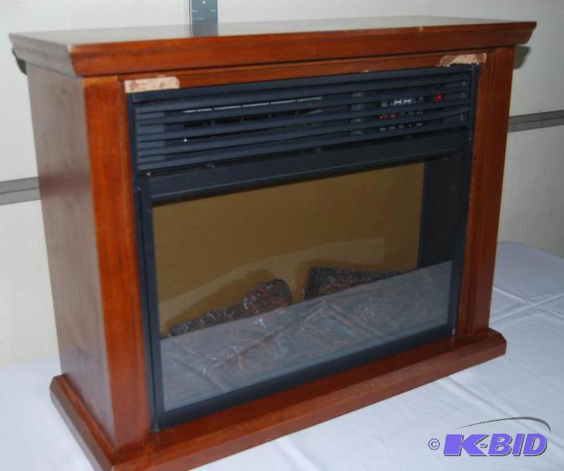 lot 61 image: Rolling Infrared Fireplace With Mantel, adjus...