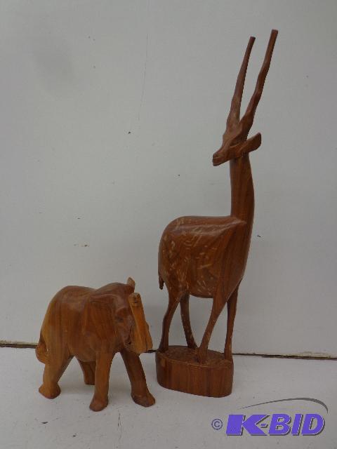 lot 114 image: Wooden Sculptures   Elephant - 7" H x 3 ...