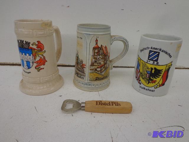 lot 120 image: Beer Mugs   1 - Deutsch Mug 5 12"  1 - ...
