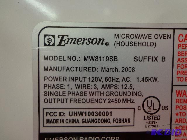 emerson microwave model mw8119sb