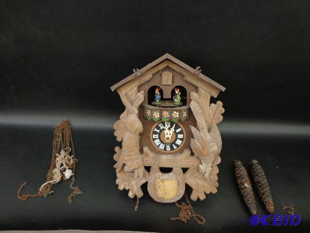 lot 43 image: Old Wall Cuckooo&nbspClock   Acorn Weights &...