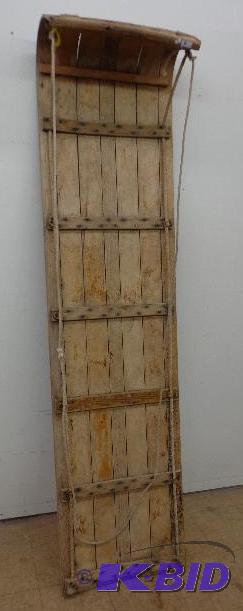 lot 7 image: Old Fashion Sled   Wooded Sled  70" Long...