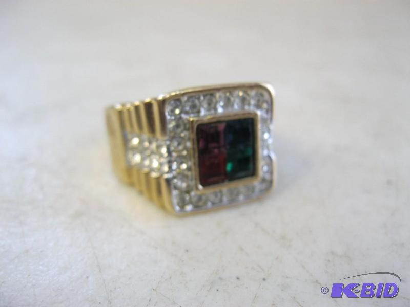 Mens Gold Tone&nbspFashion Ring With Stones&...