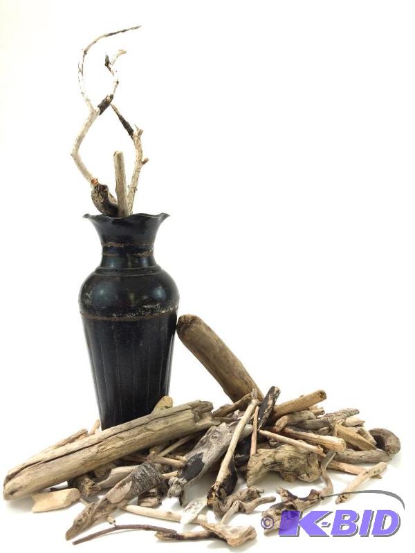 Large Lot of Driftwood with metal Vase