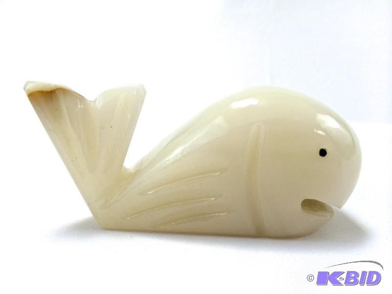 Inuit Hand Carved  Marble Whale Sculpture