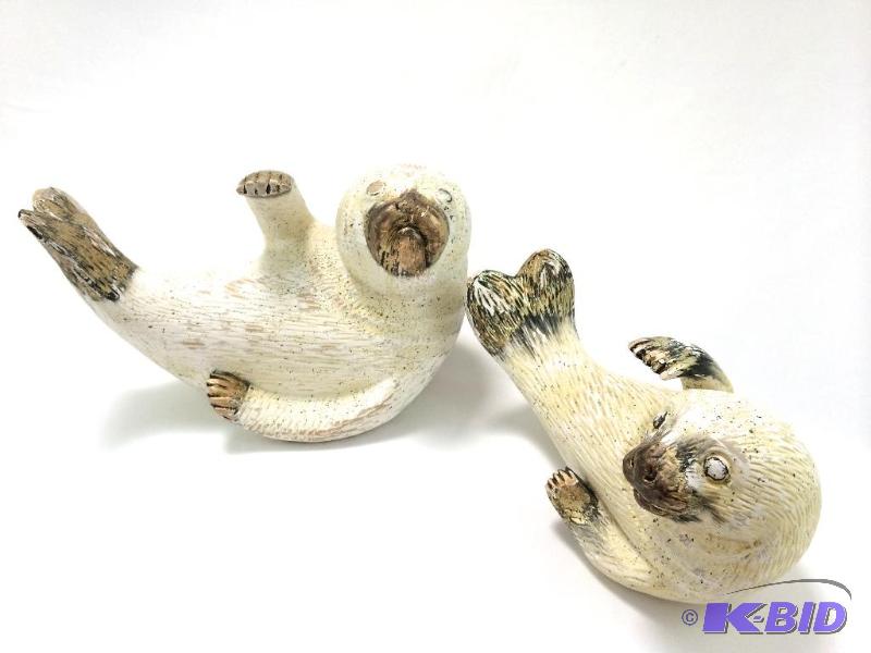 Two VERY LARGE  Inuit Sculptures  Mama & Baby Seal