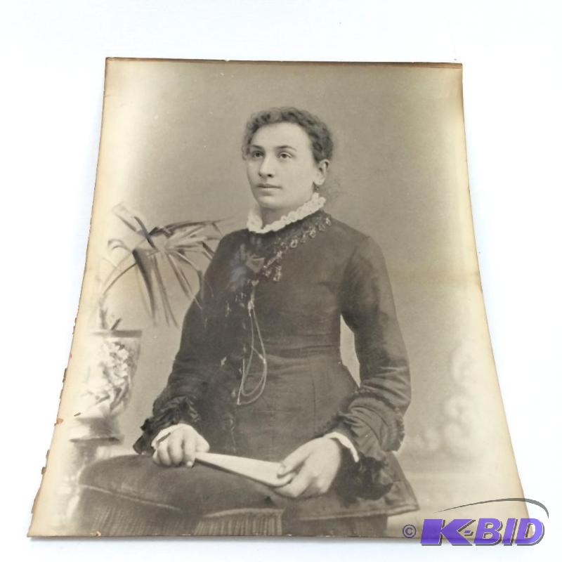 lot 12 image: Large Antique Studio Photo of a Young Woman