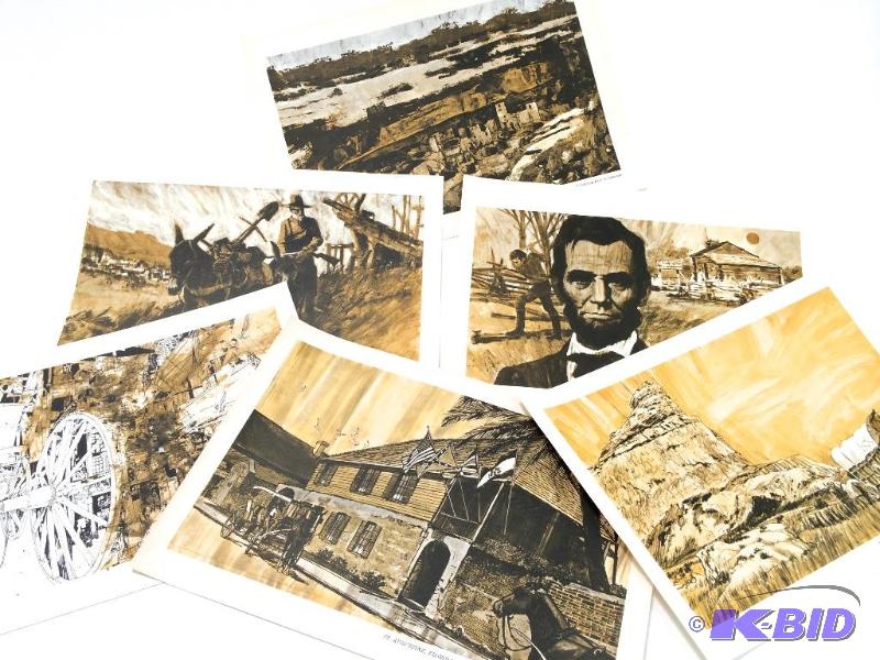 lot 6 image: Lot of 6 Vintage Western & History Themed  Prints