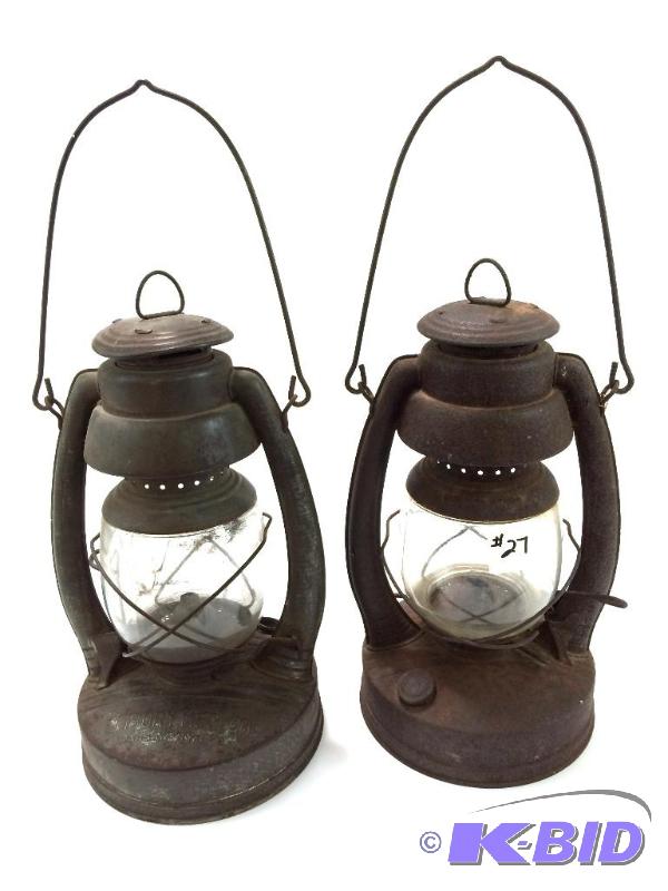 lot 27 image: Two Railroad Lanterns Elgin and Embury