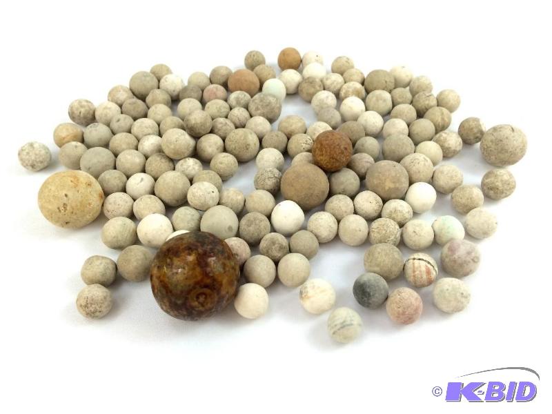 lot 4 image: Large Lot of antique clay marbles late 19th century