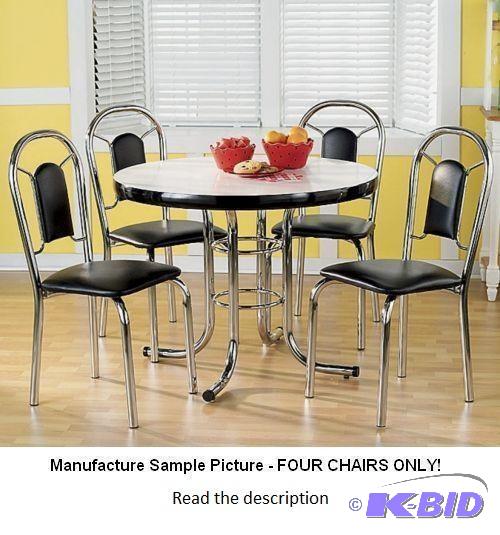lot 113 image: Black Retro Dining Chair Set - Four Chairs On...