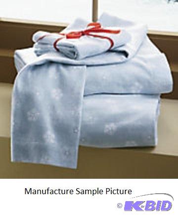 lot 120 image: Light Blue Snowflake Sheet Set - King - 1 Fla...