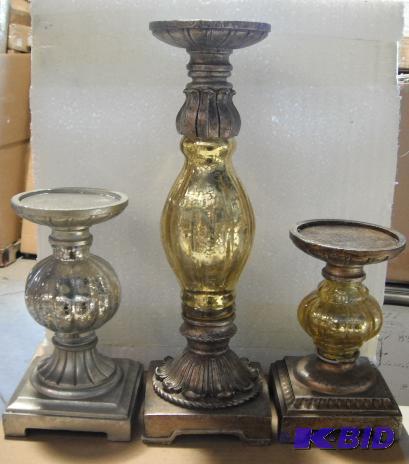 lot 138 image: Set of 3 Candle Pillars - by River of Goods -...