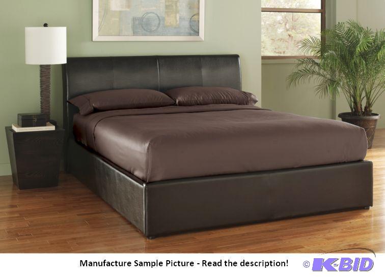 lot 51 image: Espresso PU Bed - Full - Like Leather - ...