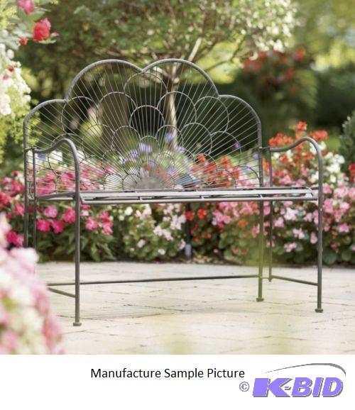 lot 54 image: Black Scrolled Metal Sunburst Bench -&nbspDe...