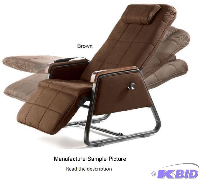 lot 57 image: Brown Microfiber Zero Gravity Massage Chair w...