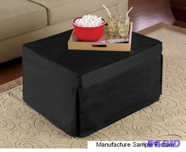 lot 65 image: Folding Sleeper Ottoman - Has black slip cove...