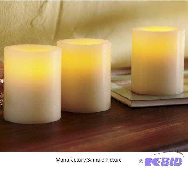lot 74 image: Set of 3 Flamless LED Candles -&nbspVanilla-...
