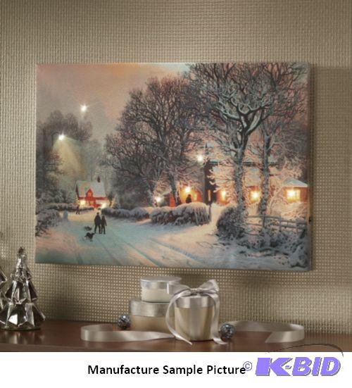 lot 92 image: Lit Winter Scene Art -&nbspThe candles are l...