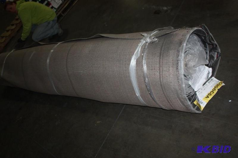 lot 126 image: Roll of Commercial Grade Carpet RedGray Line Pattern