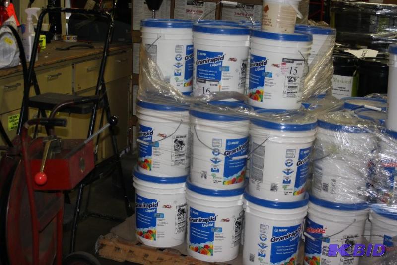 lot 15 image: Buckets of Mapei Granirapid Liquid Mortar Additive Expired