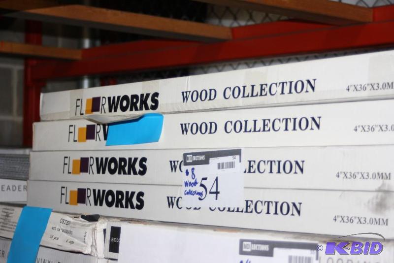 lot 54 image: Boxes of Wood Collection Floor Works VinylWood Style Flooring