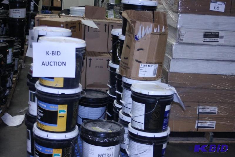 lot 65 image: Pallet Lot of Various Types of Expired Flooring Adhesive