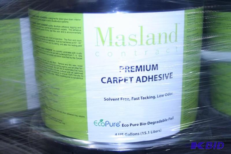 lot 72 image: Buckets of Masland Premium Carpet Adhesive & Box of Seam Sealer
