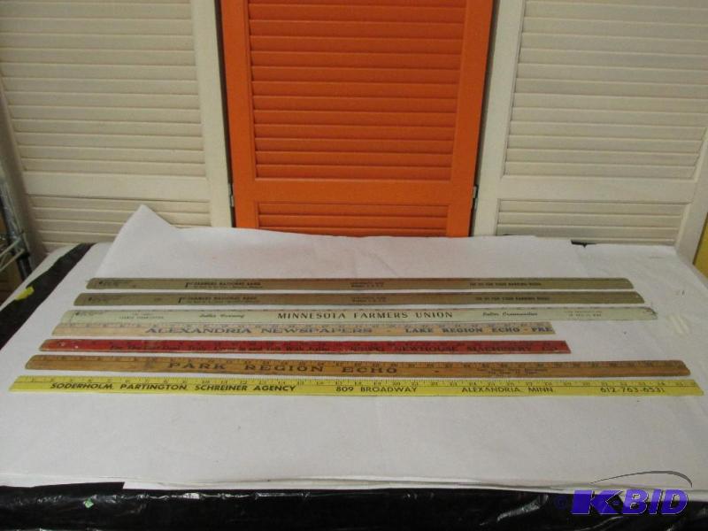 7 Vintage Yard Sticks with ADVERTISING