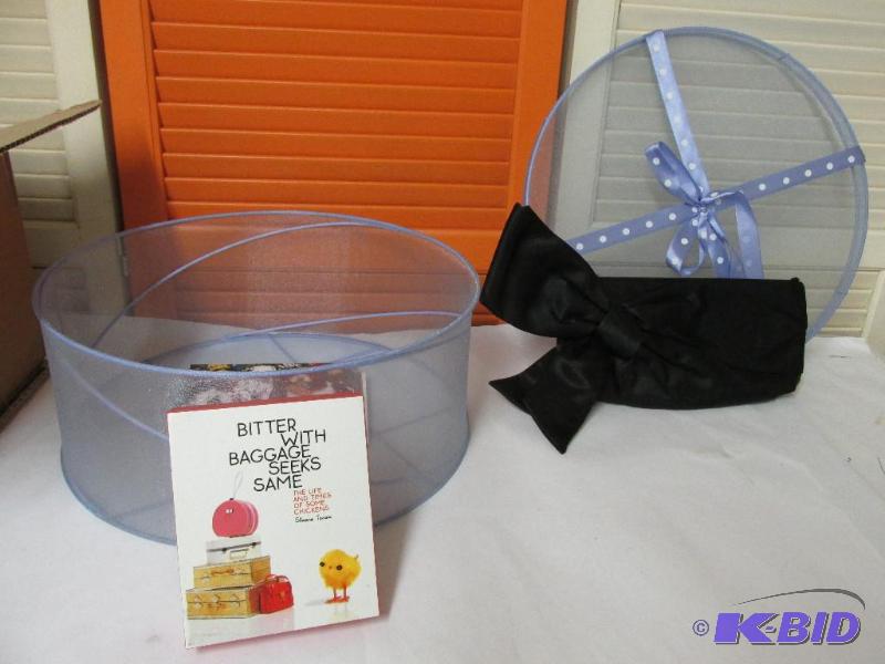 Miscellaneous Grouping, Hat Box, Evening Bag and Stationary