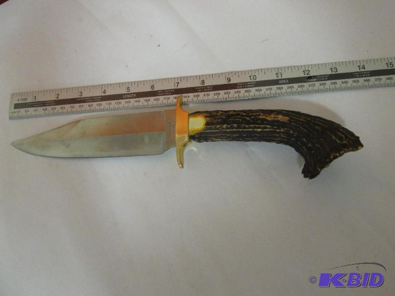 Very Nice Hunting Knife with Faux Antler Handle