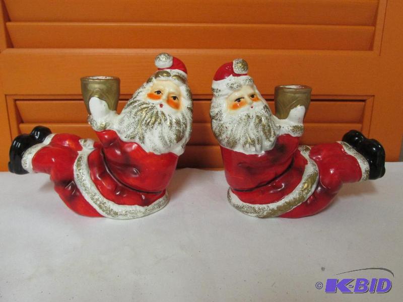Vintage, Antique - Santa Candle Holders - Very Good Condition