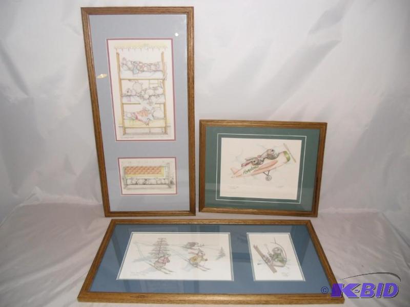 Sue Rupp Bunny Hare Prints Limited Edition, Signed,  Framed